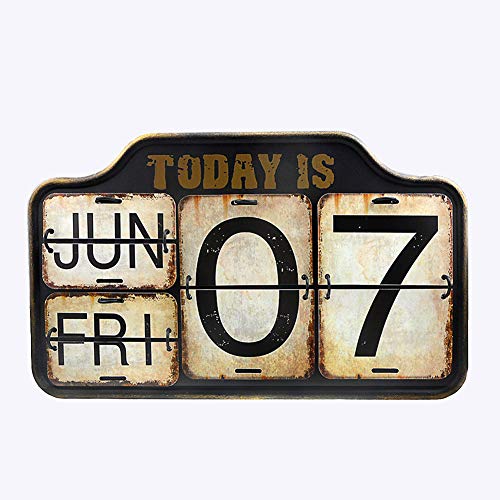 Archi Shabby Chic Metal Perpetual Flip Calendar Permanent Calendar Distressed Finish Wall Hanging-Reproduction (004, Black)