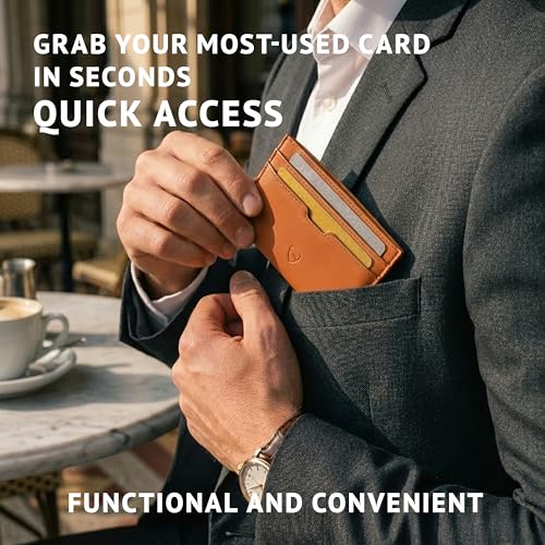 Image of Vaultskin MOORGATE Slim Card Holder - Minimalist Leather Wallet with RFID Blocking, Front Pocket Credit Card Case for Men & Women