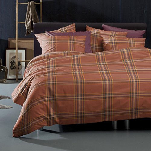 Damai Bettwäsche Baumwolle 200 x 200/2. 80 x 80cm Centre Cinnamon