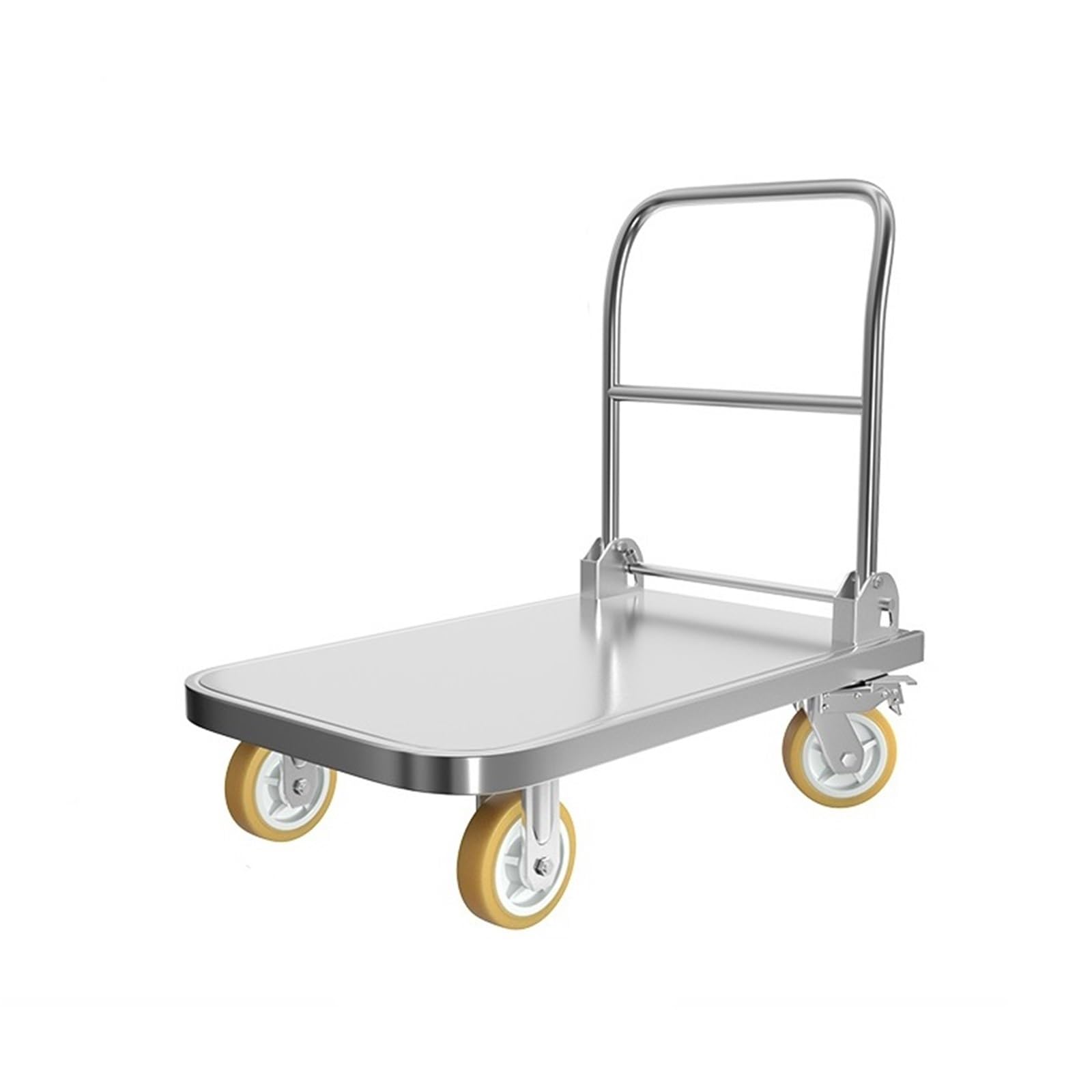wheelbarrow Stainless Steel Platform Truck Cart With 8-inch Wheel Folding Trolley For Warehouse, Luggage, And Moving Utility Dolly
