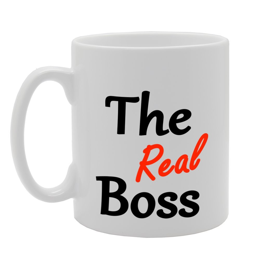 Coralgraph Inc Men's White Mg1092 The Real Boss Novelty Gift Printed Tea Coffee Ceramic Mug
