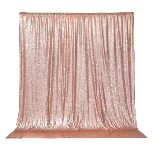 Image of PartyDelight Rose Gold Sequin Backdrop 6x6ft 4 Inch Rod Pocket | Dense 3mm rose gold sequins on mesh backing with 4 inch rod pocket for full body photos ceremony arches party walls and stage