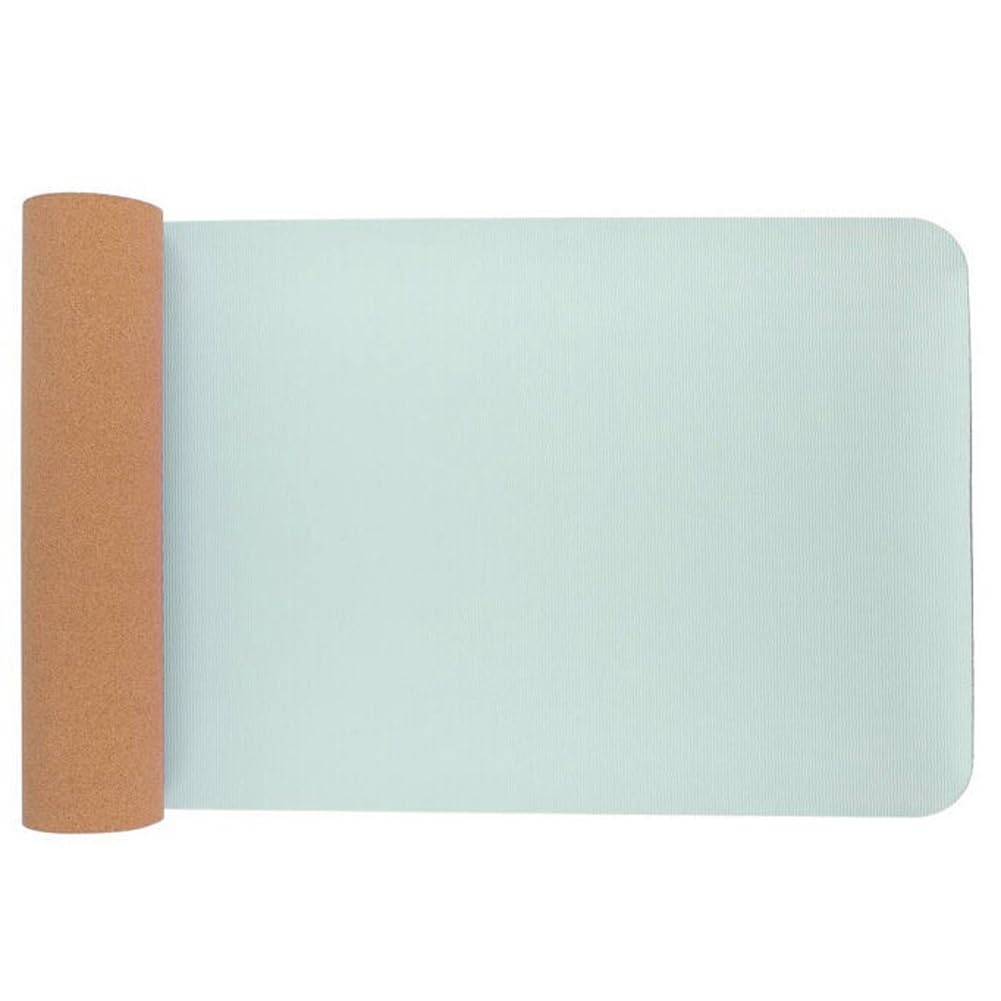 BAKAJI Tappetino Yoga in TPE e Sughero Doppio Strato Antiscivolo Alta Densità, Materassino Tappeto Allenamento Fitness, Aerobica, Palestra, Ginnastica, Dimensione 183 x 61 cm, Arrotolabile