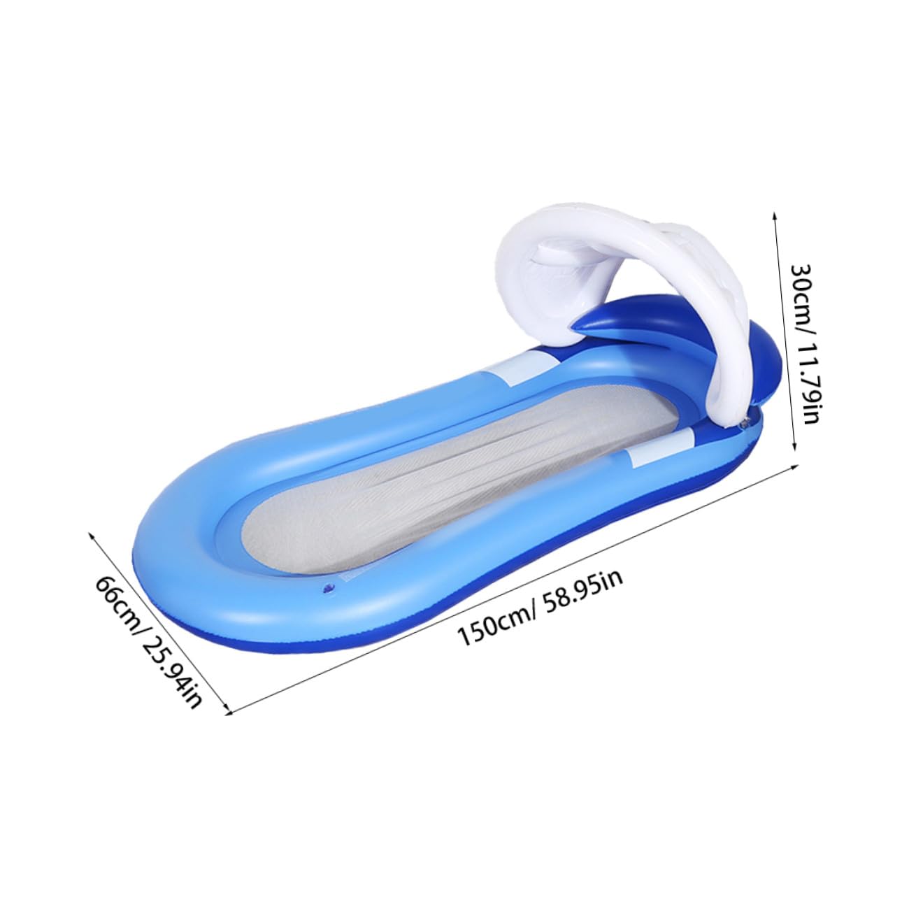 Hamaca de Agua Inflable con Toldo Desmontable de PVC Azul