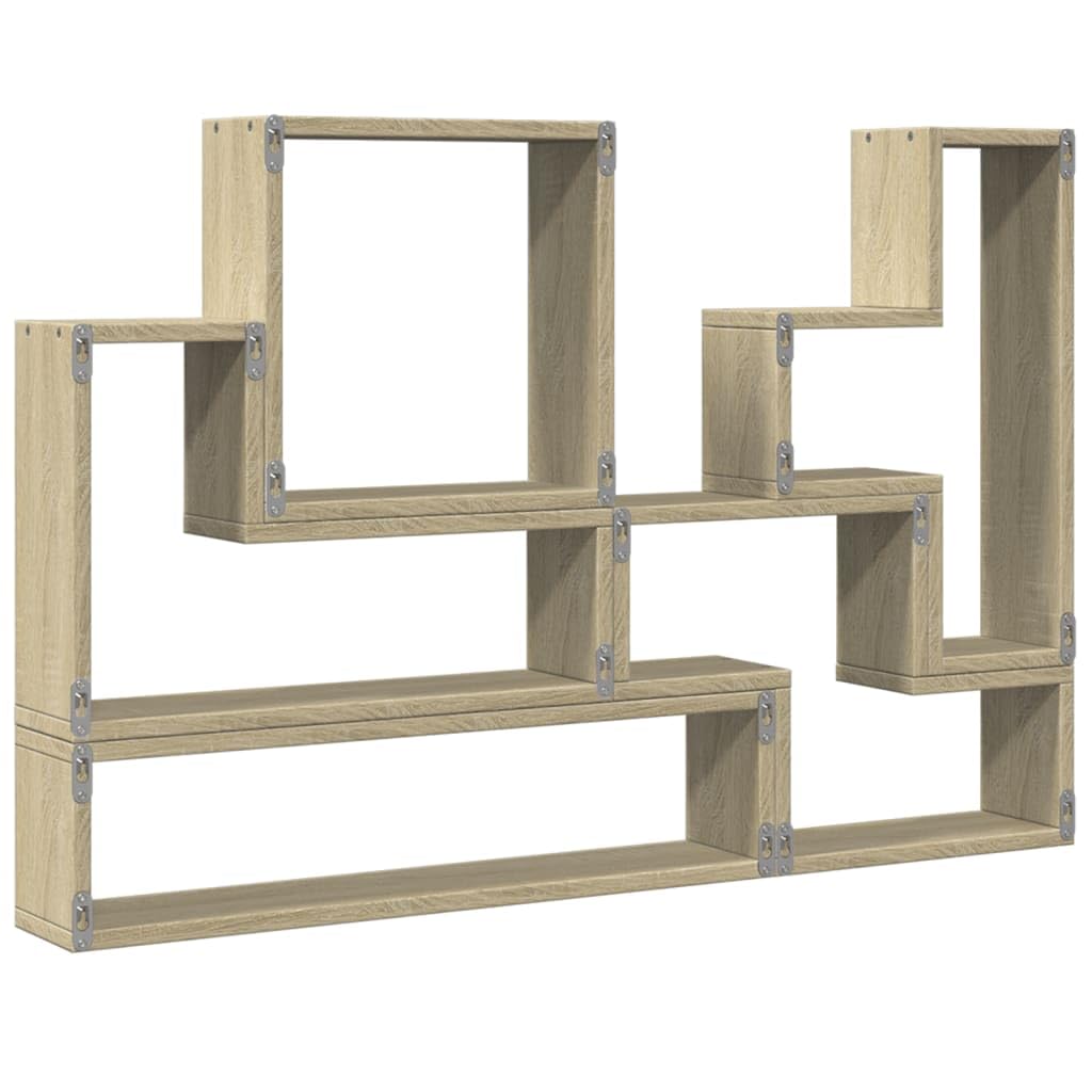 Wandregal Sonoma-Eiche aus Holzwerkstoff Schweberegal 96x12x64 cm Stylisch Stabil mit hoher Tragkraft für Wohnzimmer Küche Badezimmer als Bücherregal oder Gewürzregal