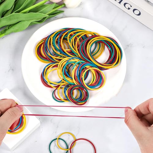Yoosso 500 Stück Bunte Gummibänder, 25/38/50 mm klein Gummiringe Haushaltsgummi Gummiband Gummis Gummiringerl Elastizität für Zuhause Schule Büro