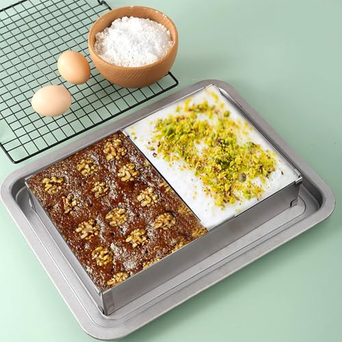 Foto von Rdddhur Backrahmen Rechteckig Verstellbar mit Teiler, Tortenring für Backblech, Spatel für Kuchen, Torten, Pizza Backen und Party Dekorieren