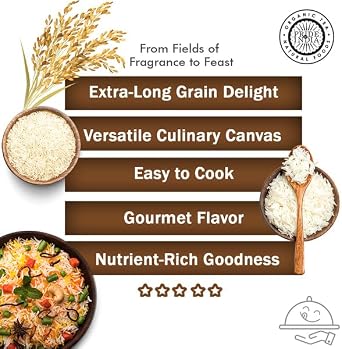 Pride Of India - PACK of 6 - Extra Long Indian Basmati Rice, Naturally Aged Aromatic Grain, 3 lbs Jar