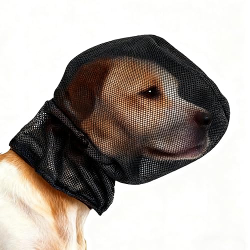 Hikiwin Foxtail Mask Dogs Head Protector, Foxtails Protection for Dogs Adjustable Elastic, Dog Soft Net Mask for Outdoor Hiking Camping, Breathable Mesh Muzzles for Dog, Black, M
