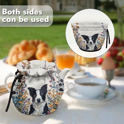 Image of Border Collie Print Tea Cosy Kitchen Home Decorative Tea Pots Cozy Insulation Keep Breakfast Warmer Insulated Teapot Cover Keep Teapot Warm
