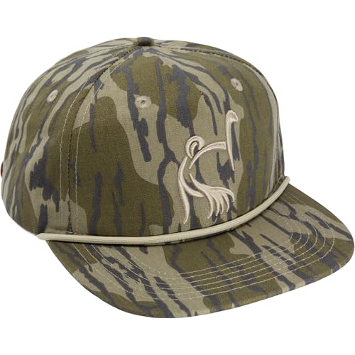 Drake Waterfowl Ol Tom X Lost Goat Rope Hat - Mid Crown Cotton/Polyester Blend Hat with Adjustable Back Strap w/Brass Buckle OSFM Mossy Oak Bottomland