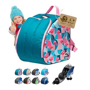 BAMBINIWELT Kinder Skistiefeltasche - Ski-Schuh-Tasche Rucksack mit integrierter Standfläche - für Boots, Helm, Skibrille & Handschuhe - wasserdichte Skischuhtasche mit Tragegriffen (Modell 04)
