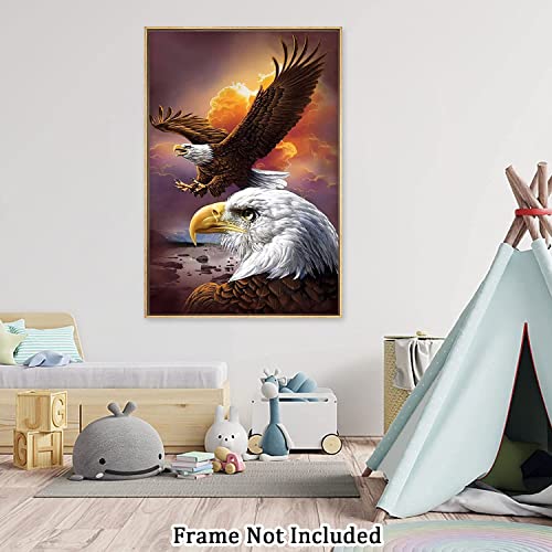 Canvas Wall Art For Living Room Eagle Flying Abstract Oil Painting On Canvas Unframe Decoration Wild Animal Prints Home Decoration For Wall Decor Bedroom Porch Office Home Decor 16X24Inch #TOP5