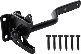 Litensh Loquet de portail autobloquant, levier de gravité automatique, loquets de porte, serrure de portail de jardin, serrure de clôture en acier inoxydable, verrou de quincaillerie (noir)