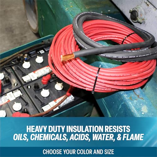 Câble de batterie 2 AWG noir et rouge en fil de cuivre pur Temco - 6