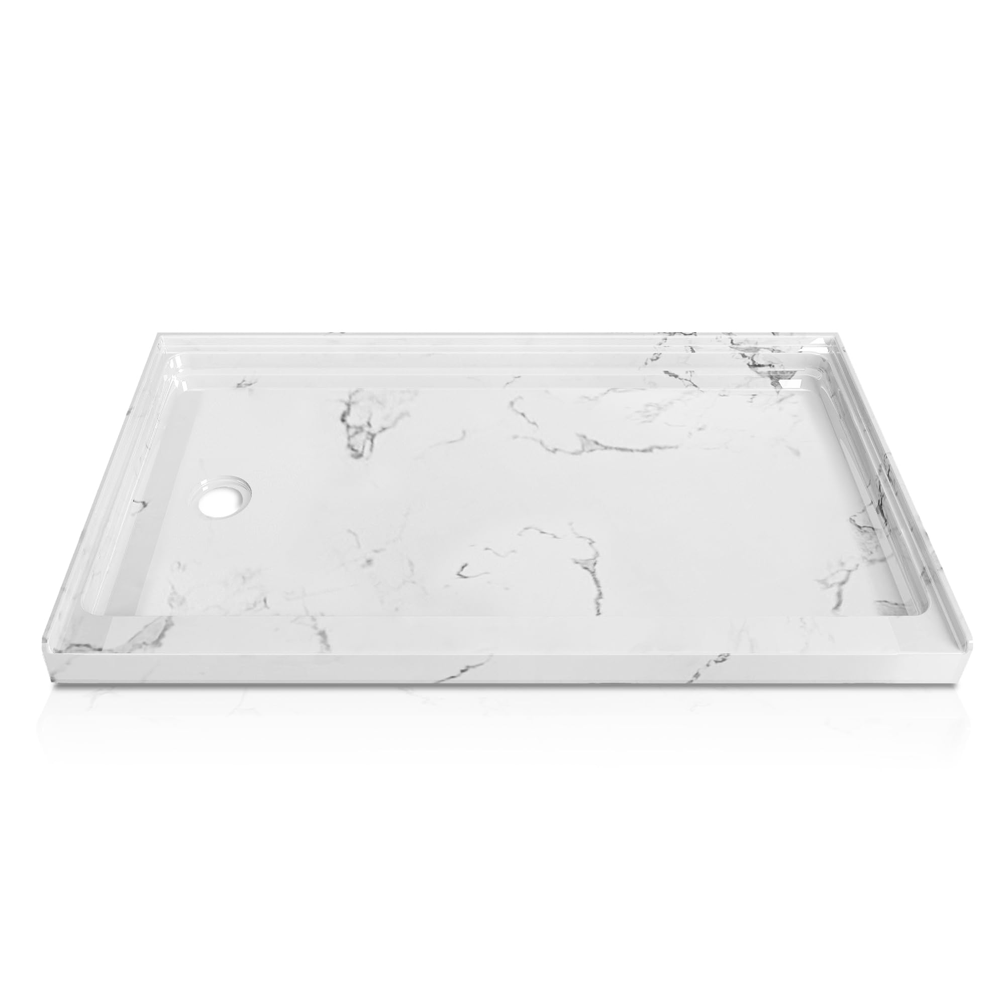 Photo 1 of CKB 60"x36" Shower Base | Left Drain Single Threshold Shower Pan | Reinforced Acrylic-Fiberglass | Marble White | cUPC Certified | Slip-Resistant & Easy Clean