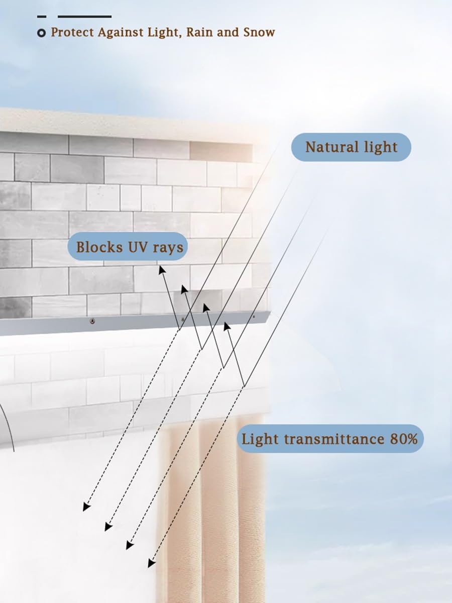 Transparent Awning Rain & Snow Protection UV Shield Outdoor Window Canopy for Door Porch Patio Terrace - Style B 40x120cm (15.7x47.24in)