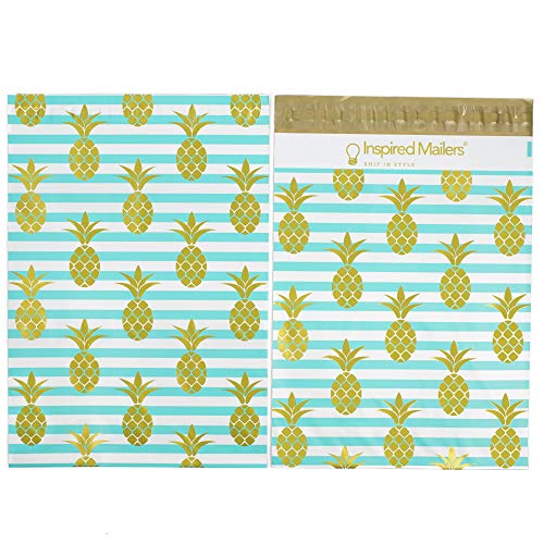 Image of Inspired Mailers - Poly Mailers 10x13 - Golden Pineapples Deluxe - 100 Pack - 3.15mil Unpadded Shipping Bags - Packaging Envelopes (10x13, 100 Pack)
