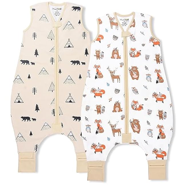 Toddler Sleep Sack with Feet, 0.5 TOG Organic Cotton Baby Sleeping Bag with Legs, Baby Wearable Blankets for Walkers w/ 2-Way Zipper, Baby Sleep Sack for Girls & Boys, Early Walker 18-36 Month