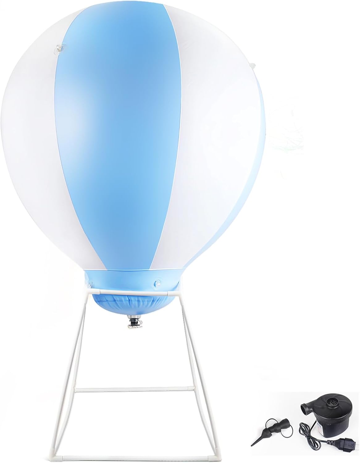 3FT Half Hot Air Balloon with Stand，Inflatable Baby Shower Party Hot Air Balloon Decorations，perfect for Birthday,Wedding,Party,Indoor and Outdoor Use (1m-Blue+white-1pcs)