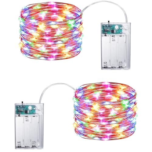 Joomer LED Fairy Lights Battery Operated, 2 Pack Each 16FT 50 LED Cuttable Starry Lights with Timer...