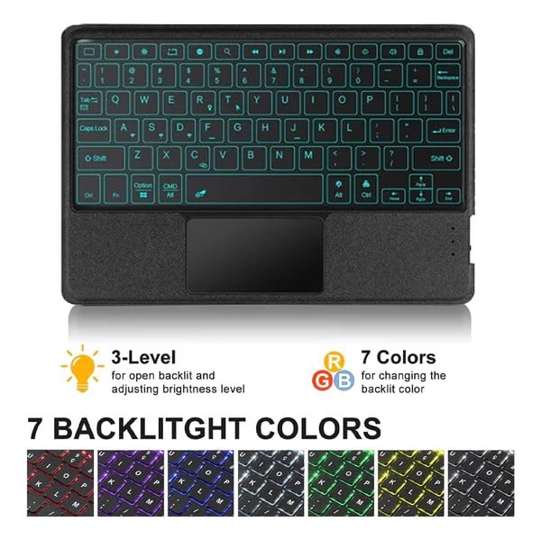 Image of Keyboard Case Compatible for Samsung Galaxy Tab S7+ / S7 FE / S8+12.4inch with Touchpad, Smart 7 Colors Backlits, Magnetic Detachable BT Keyboard Case (Detachable Trackpad, S7 FE 12.4 inch)