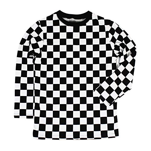 Child RAD 80's Checkered Black and White Long Sleeve Shirt