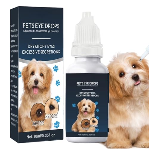 Tisujune Collirio per Gatti,10ml Collirio Antiprurito - Formula Delicata Rimuove Macchie da Lacrime e Lenisce Irritazioni per Cuccioli e Gattini