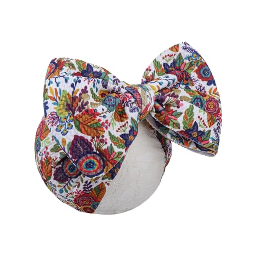 Image of YanJie Baby Girl Headbands with Big Flower Bows, Stretch Headwraps for Newborns, Infants, and Toddlers - Fall Thanksgiving Theme
