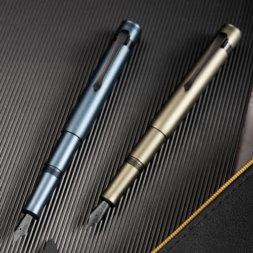 Image of Hongdian M2 Black Forest Mini Fountain Pen, Extra Fine Soft Nib & Sleek Shape Aluminium Short Pocket Travel Pen (Midnight Blue)