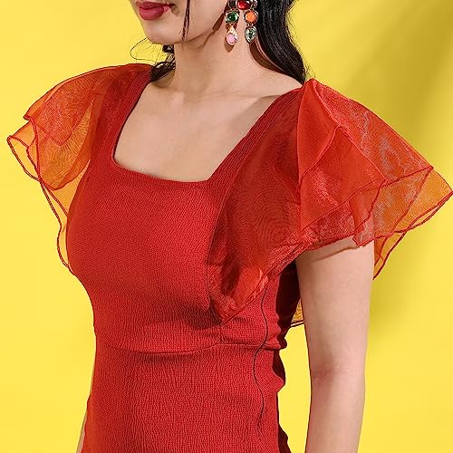 Image of PINACOLADA Women's Solid Dress for Casual Wear | Regular Sleeve | Quality Stretchable Fabric | Dress Crafted with Enhanced Stretch and Comfort Fit for Everyday Wear