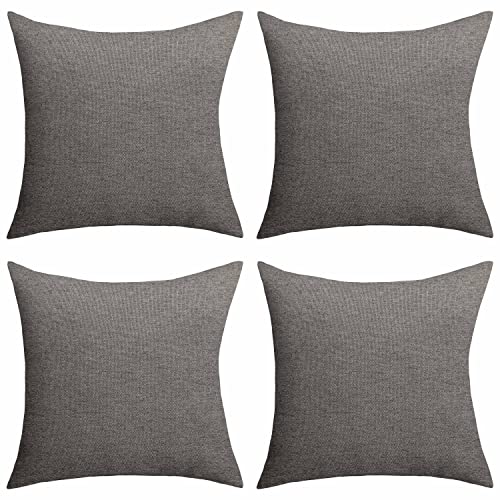 Home Brilliant Outdoor Cushion Covers 45cm x 45cm Waterproof Fabric Soft Scatter Cushions Covers with Invisible Zipper, 4 Pcs, Grey