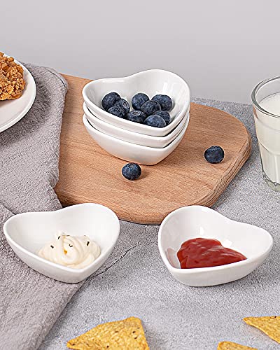 Delling Mini Dipping Bowls Set Soy Sauce Dish/Bowls, Heart Shaped Dip Bowls, Small Ceramic Bowls For Ketchup, Condiments, Chips Dip Sets, Best Choice For Bbq And Other Party Dinner - 2Oz, Set Of 6 #TOP4