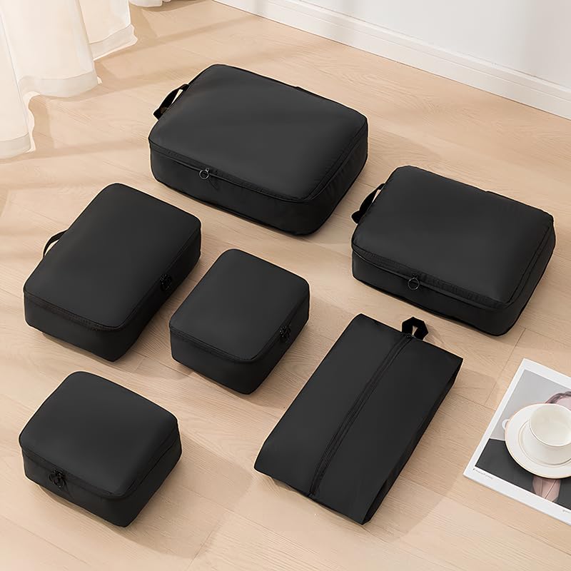 Miniatura 7 de 6 Set Compression Packing Cubes for Travel, Compressible, Lightweight, Space-Saving Luggage Organizer Bags for Organizing Clothes Shoes, Travel