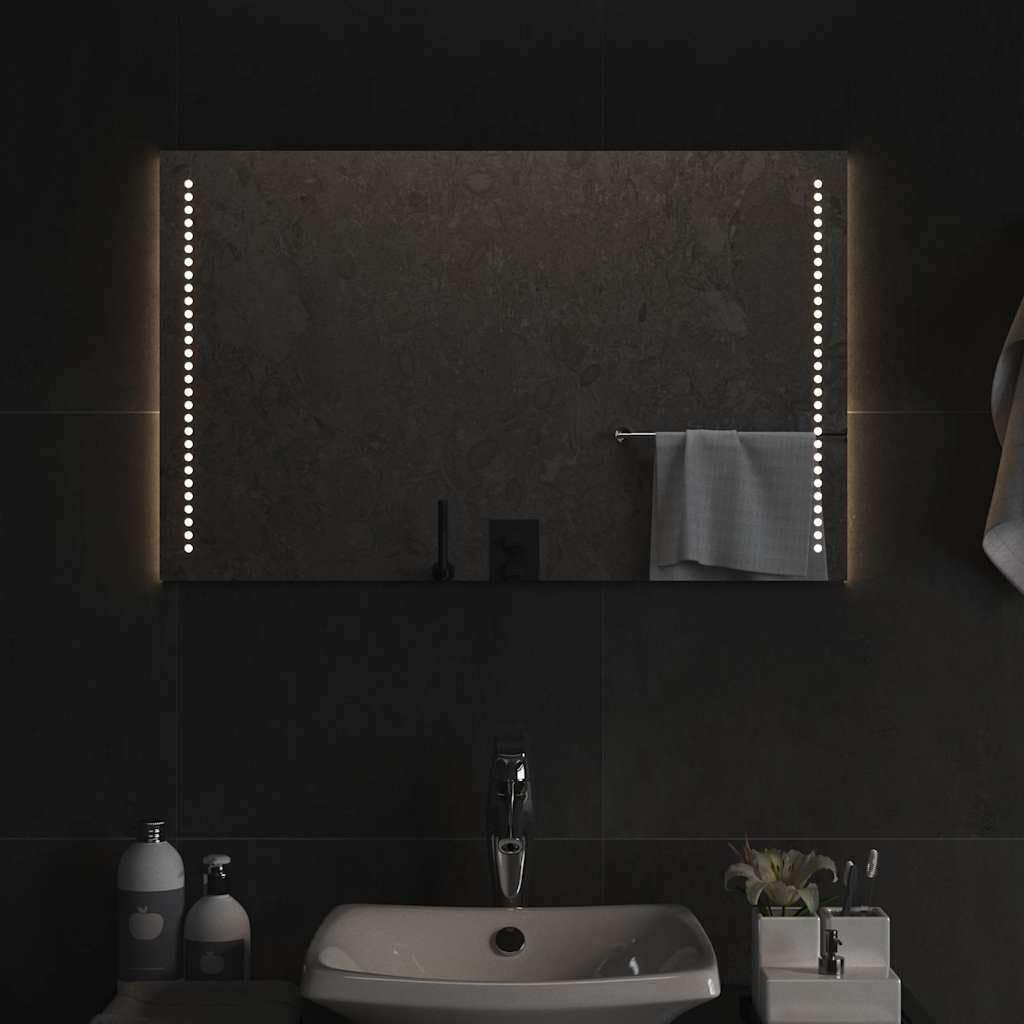 Lustro łazienkowe LED, 80 x 50 cm, wodoszczelne, IP65, interfejs USB, grubość 4 mm, kabel 1,5 m, łącznie z hakami do oświetlenia łazienki i lustra kosmetycznego