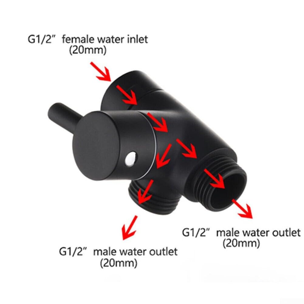 3-weg T-adapter G1/2 douchekophouder ventielverdeler omvormer aansluiting omschakelventiel douche omvormer adapter (zilver