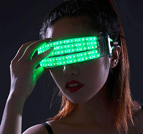 LEDグラス、LEDパーティーグラスLEDサングラスライトアップメガネ充電式点滅シャッターネオングローインググラスナイトクラブ、DJ、コンサート、ハロウィーン、誕生日パーティー用バッテリー (緑)