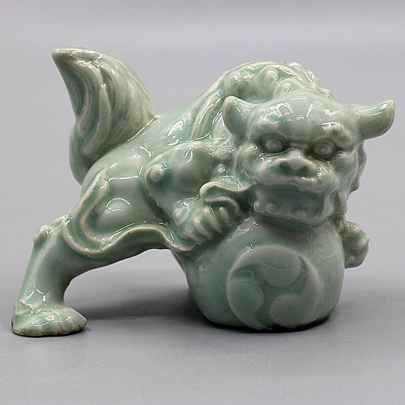 Amazon.co.jp: 狛犬・獅子【神具】狛犬(陶器青地)獅子一対 雄雌セット