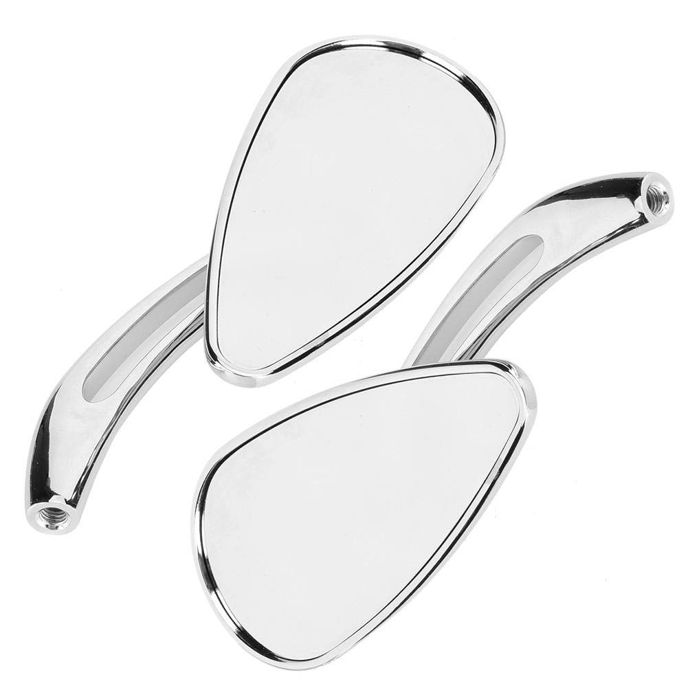 Qiilu retroviseur moto custom chromé Rétroviseurs de moto, 2 pièces rétroviseurs chromés de moto 8mm 10mm filetage crâne larme réflecteur de guidon