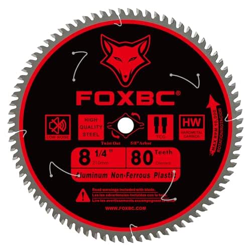 FOXBC 8-1/4 Inch Metal Cutting Table Saw Blade 80-Tooth TCG