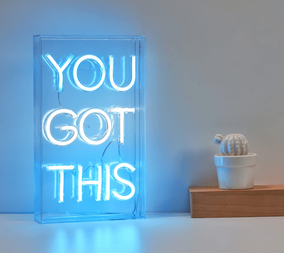 SocalSunny Neon Signs LED Desk Neon LightLightbox Bar Sign 3D Letter Lights Wall Decor Party Light Home Bedroom Livingroom USB Aesthetic Decoration Accessories Room Decor Standing (YOU GOT THIS)