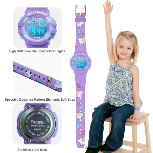Image of Kids Digital Watch for Girls Boys,Children's Waterproof Colorful Light UP Outdoor Sport Watch with Stopwatch Alarm-Kids Gifts for Girls Boys