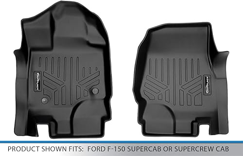 Miniatura 5 de SMARTLINER Juego de tapetes de piso de ajuste personalizado, color negro, compatibles con Ford F-150 SuperCab o SuperCrew Cab 2015-2022