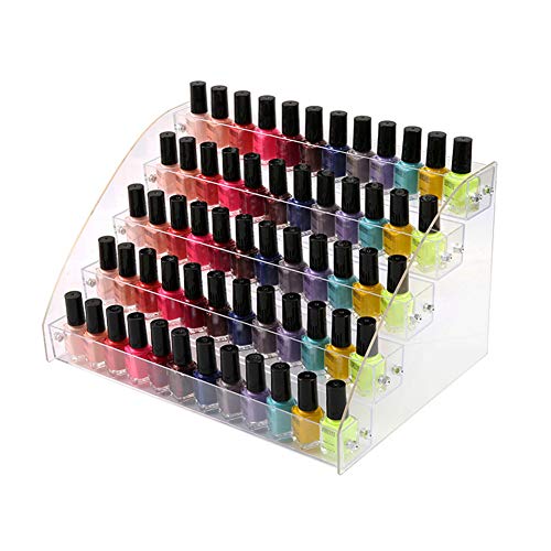 Acrylic 5 Layer Nail Polish Display Rack Stand Holder Jewelry Makeup Organizer,Holds up to 40-60 bottles, Clear 5 Tier Essential Oils Holder
