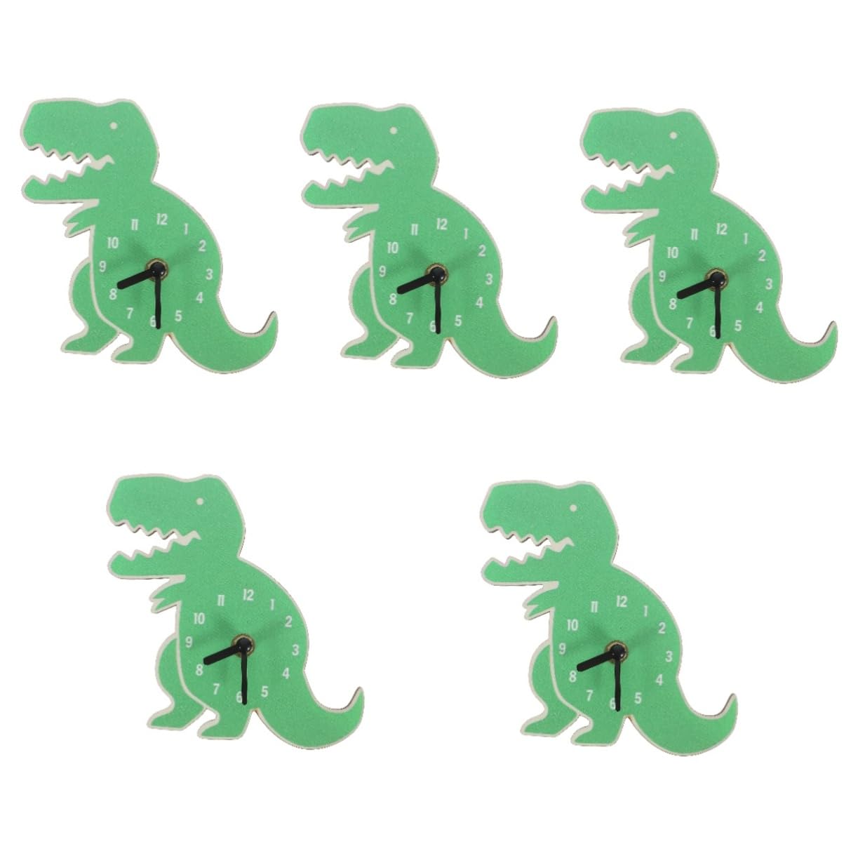 PRETYZOOM 5St Dinosaurier-Uhr Nachttischuhren Ticken Kinderzimmer Outdoor-Wanduhr Retro lernuhr kinderlernuhr wanduhr Kind wanduhre Innenwanduhr Cartoon-Dinosaurier-Wanduhr Holz Green