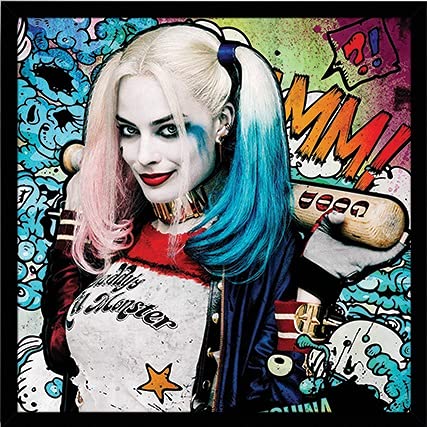 Spoil Your Wall Harley Quinn Suicide Squad Posters with Black Frame, Arts Home Décor Photo Frames, 40x40cm