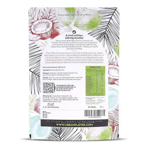 Image of Urban Platter Desiccated Coconut, 250g (Unsweetened and Finely Grated, Ideal for Baking & Confectionery)
