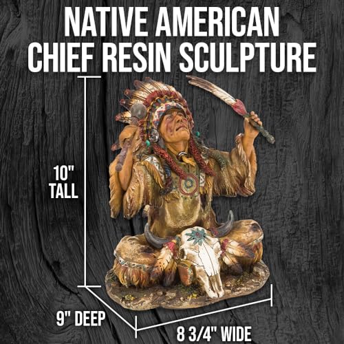 Estatua Jefe Nativo Americano en Resina 10''x8.75''x9'' miniatura 2
