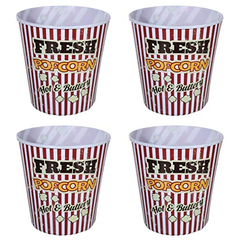 Popcorn Eimer Behälter 2800 ml für Popcorn Chips und Knabbereien US Vintage Look 4 Stück Cover