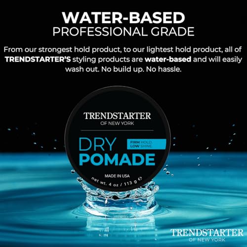 Image of TRENDSTARTER - DRY POMADE (4oz) - Firm Hold - Low Shine - Water-Based Gel Type Pomade - All-Day Hold Premium Hair Styling Products